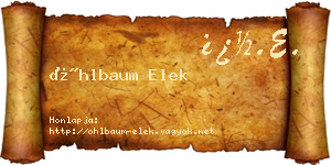 Öhlbaum Elek névjegykártya